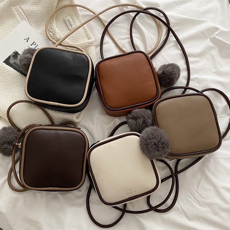 Túi Đeo Vai Hình Vuông Cỡ Nhỏ Phủ Lông Phong Cách Hàn Quốc Thời Trang Cho Nữ
