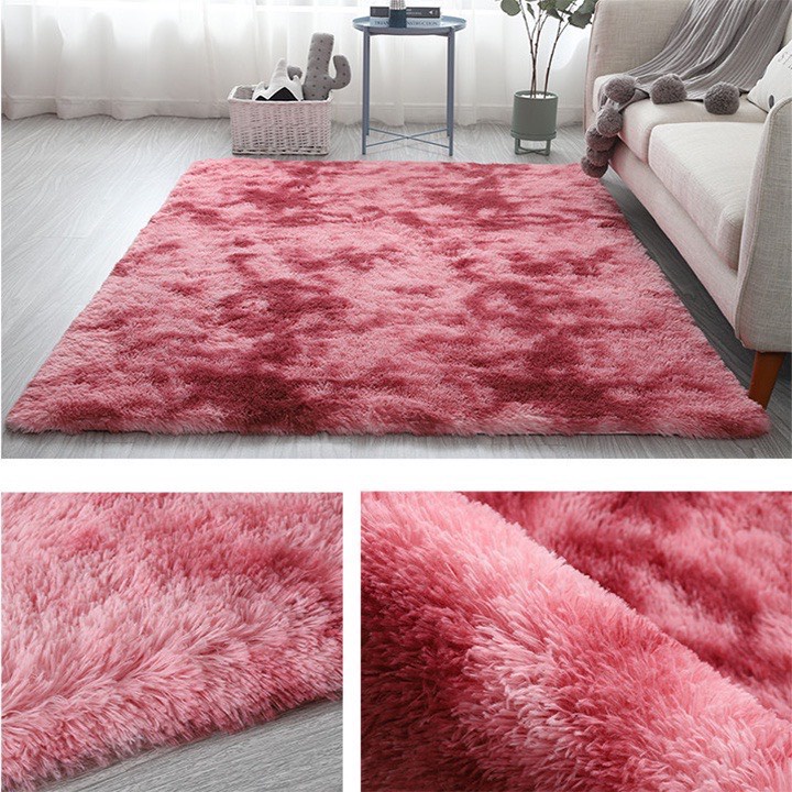 Thảm lông trải sàn phòng ngủ loại lông dày nhập khẩu kích thước 1m6x2m mặt dưới có lớp chống trượt lông dày 4cm