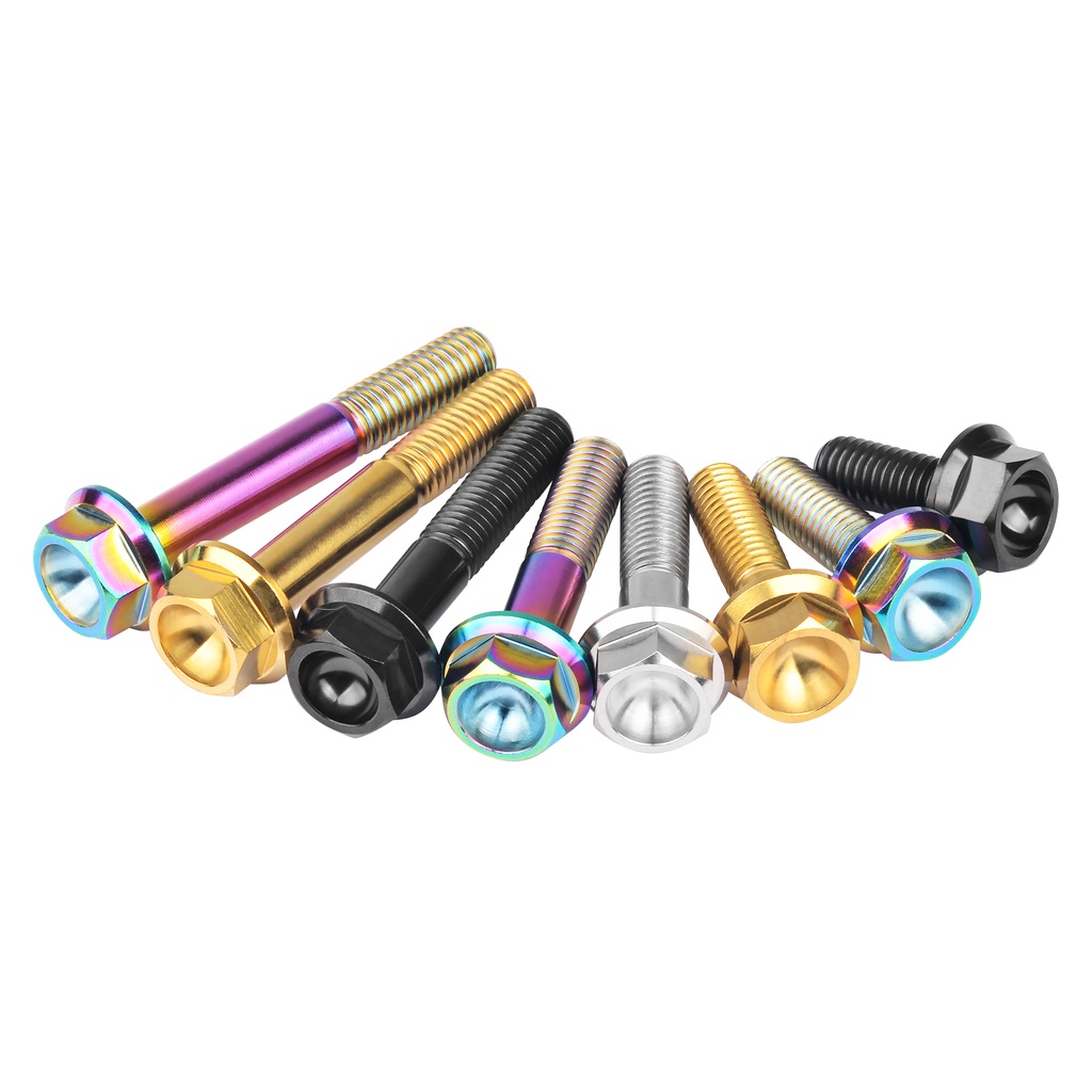 Bu lông titan WANYIFA m8 din6921 đầu mặt bích lục giác dùng sửa chữa xe máy m8x15 20 25 30 35 40 45 50 55mm