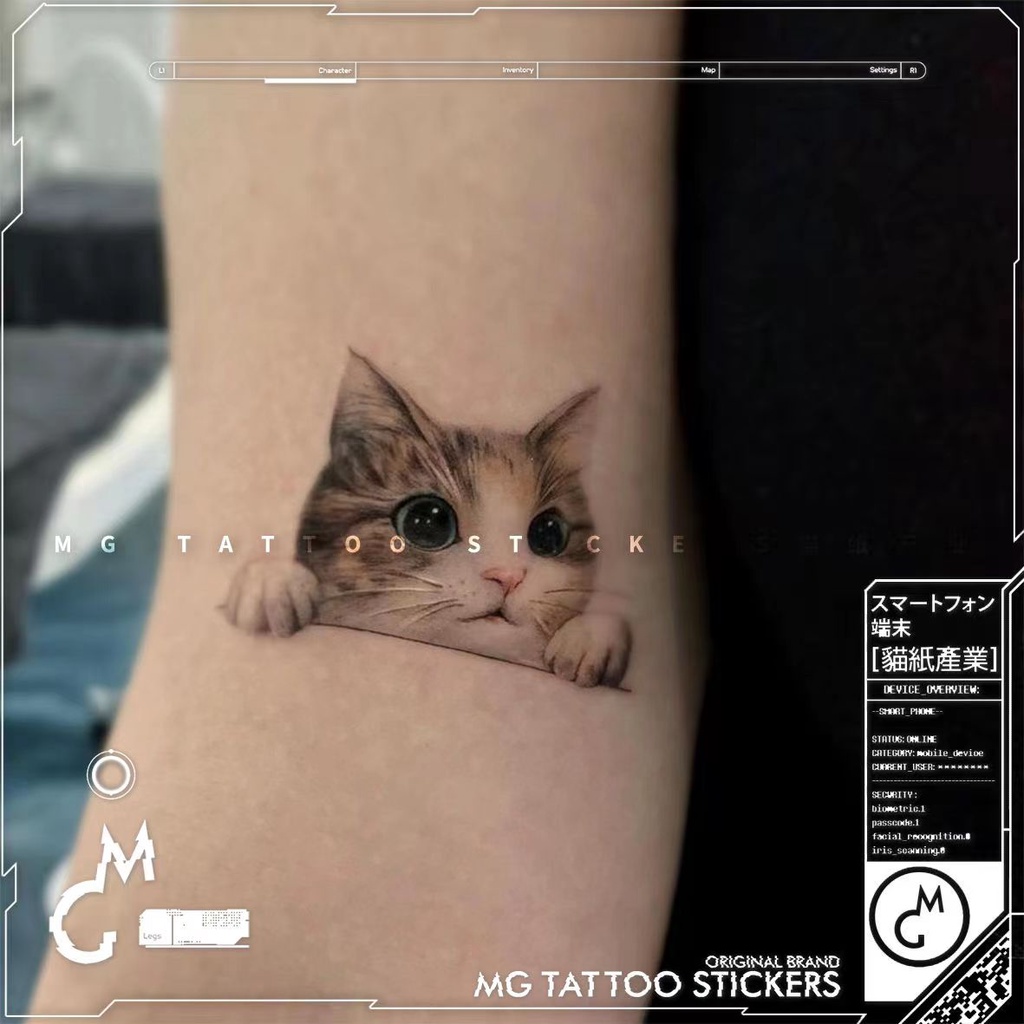 Hình Xăm Dán Tạm Thời Chống Nước Chống Mồ Hôi Lâu Trôi Hình Mèo Dễ Thương