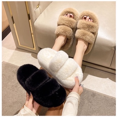 Dép Bông Đi Trong Nhà Phối Lông Nhung Thời Trang Thu Đông Mới Cho Nữ