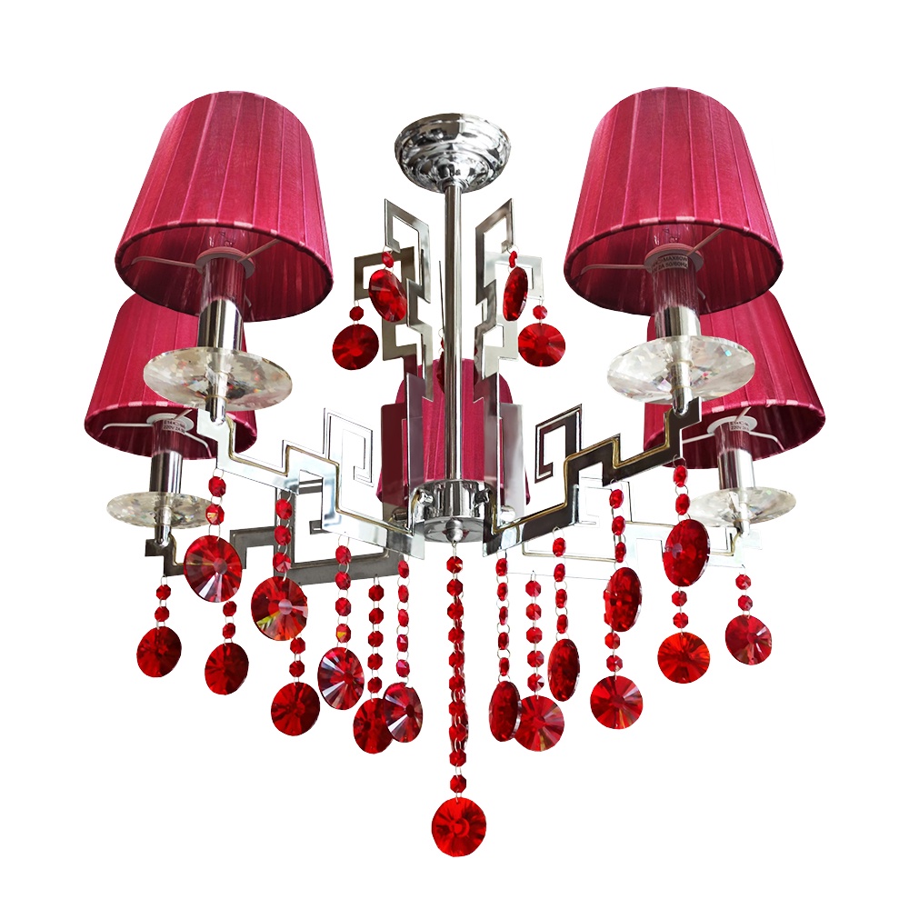 (JCY-1002/5) Đèn Chùm Chóa Đèn Đỏ Pha Lê Treo Đỏ Chandelier Ceiling Light Red Lampshade Red Hanging 