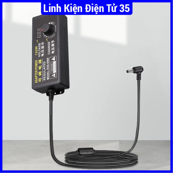 Adapter điều chỉnh điện áp 9-24VDC dòng ra 3A/5A màn hình hiển thị jack cắm 5.5x2.1