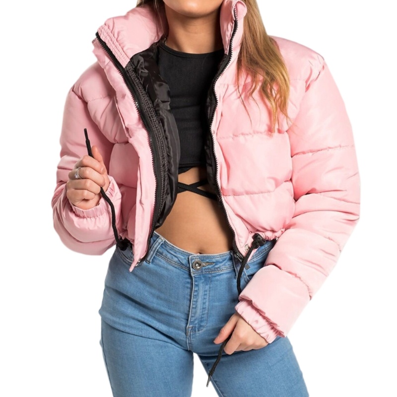 Áo Khoác Phao Dày Cổ Đứng Dáng Ngắn Thời Trang Mùa Đông