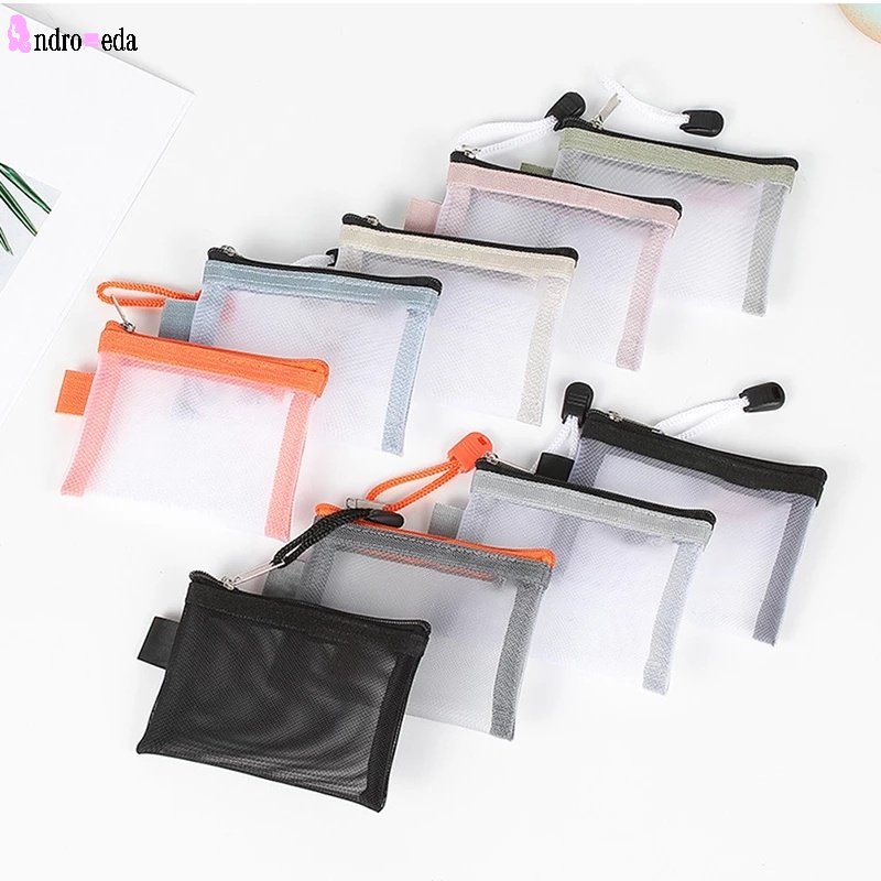Túi Lưới Trong Suốt Đựng Mỹ Phẩm / Trang Sức Để Bàn Có Khóa Kéo Gấp Gọn Tiện Dụng Chất Lượng Cao