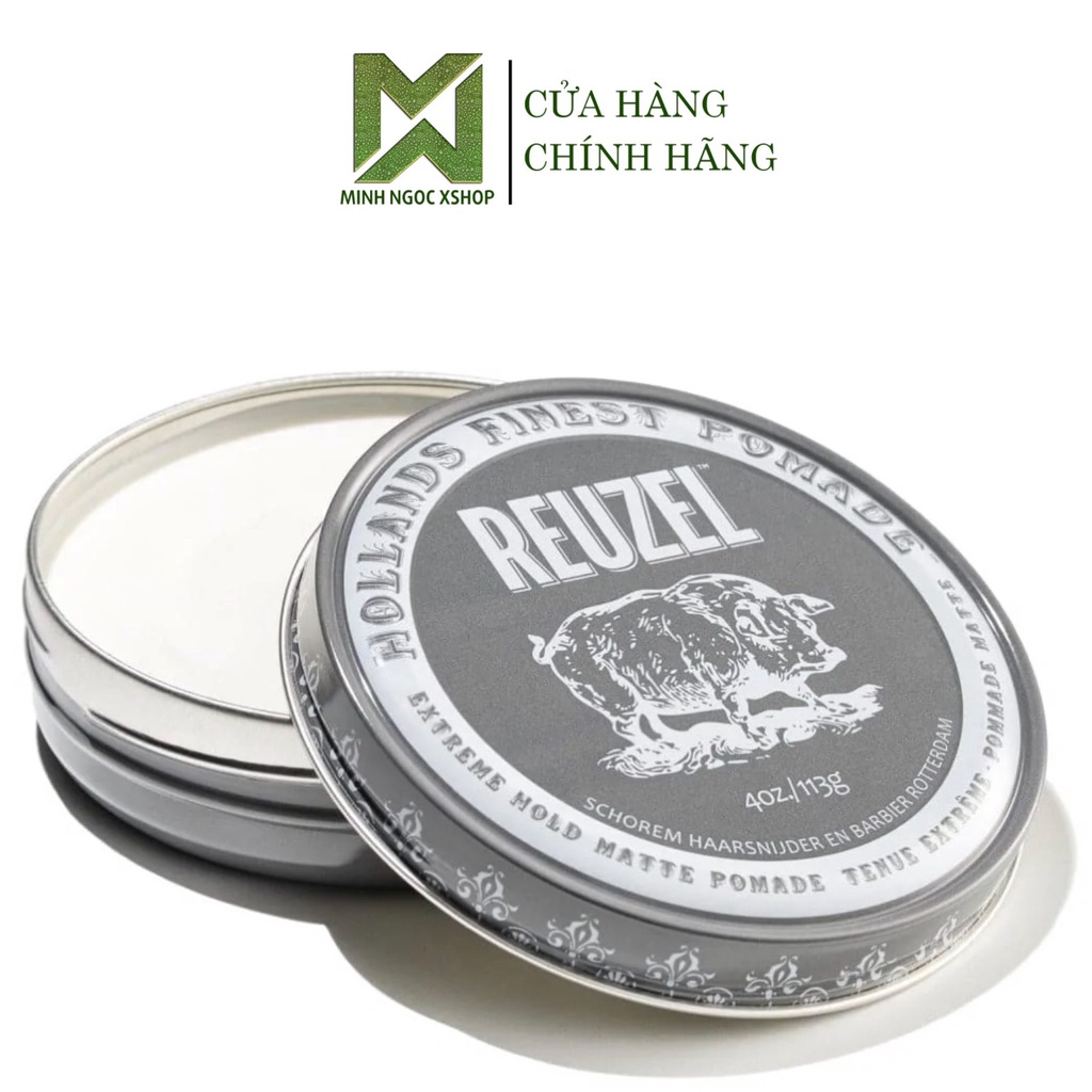 Sáp vuốt tóc Reuzel Extreme Hold Matte Pomade 35g - 113g - 340g, Pomade gốc nước giữ cao, không bóng