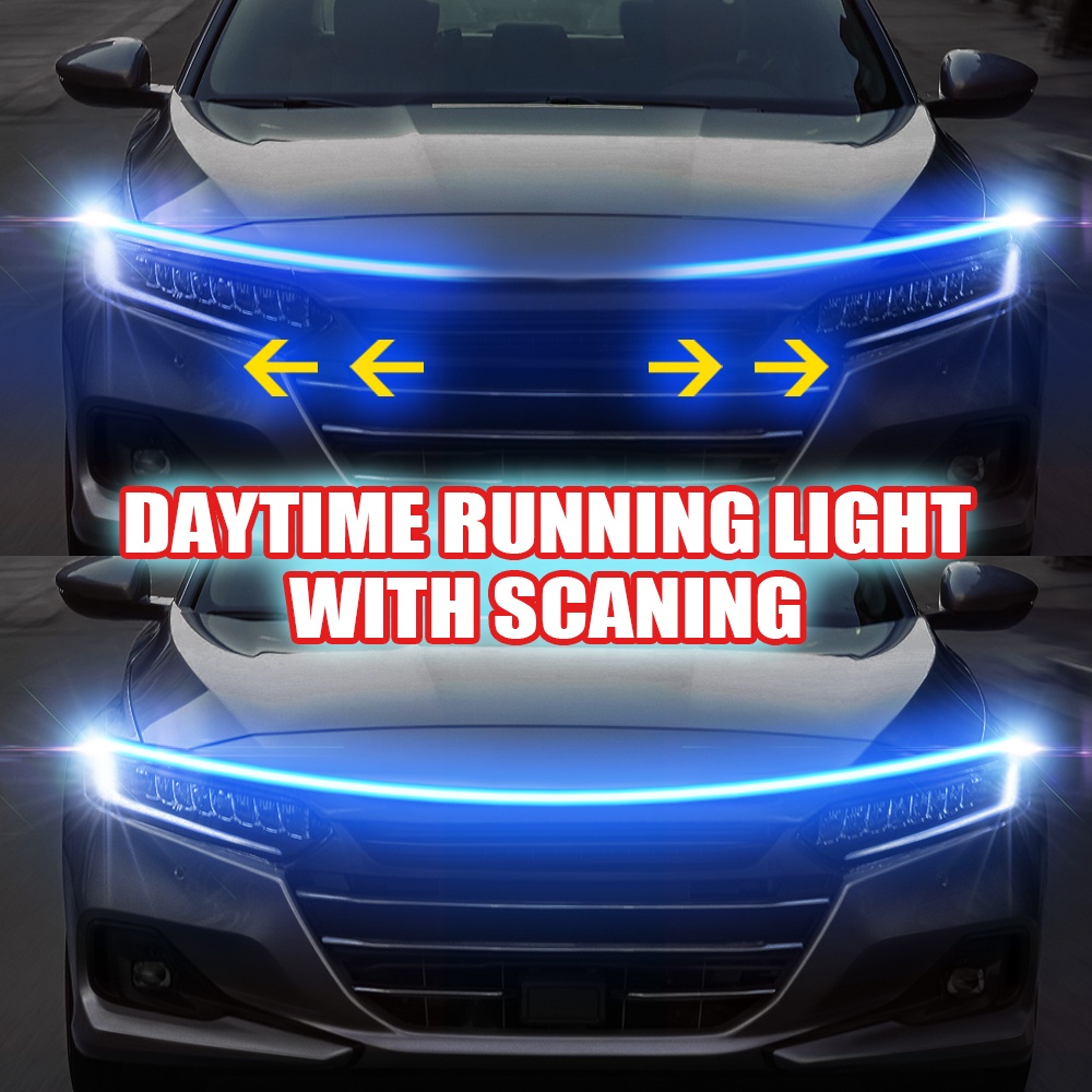 Dải Đèn LED Chạy Ban Ngày Gắn Cửa Đuôi Xe Hơi Chống Thấm Nước Linh Hoạt Kèm Đèn Nền Trang Trí