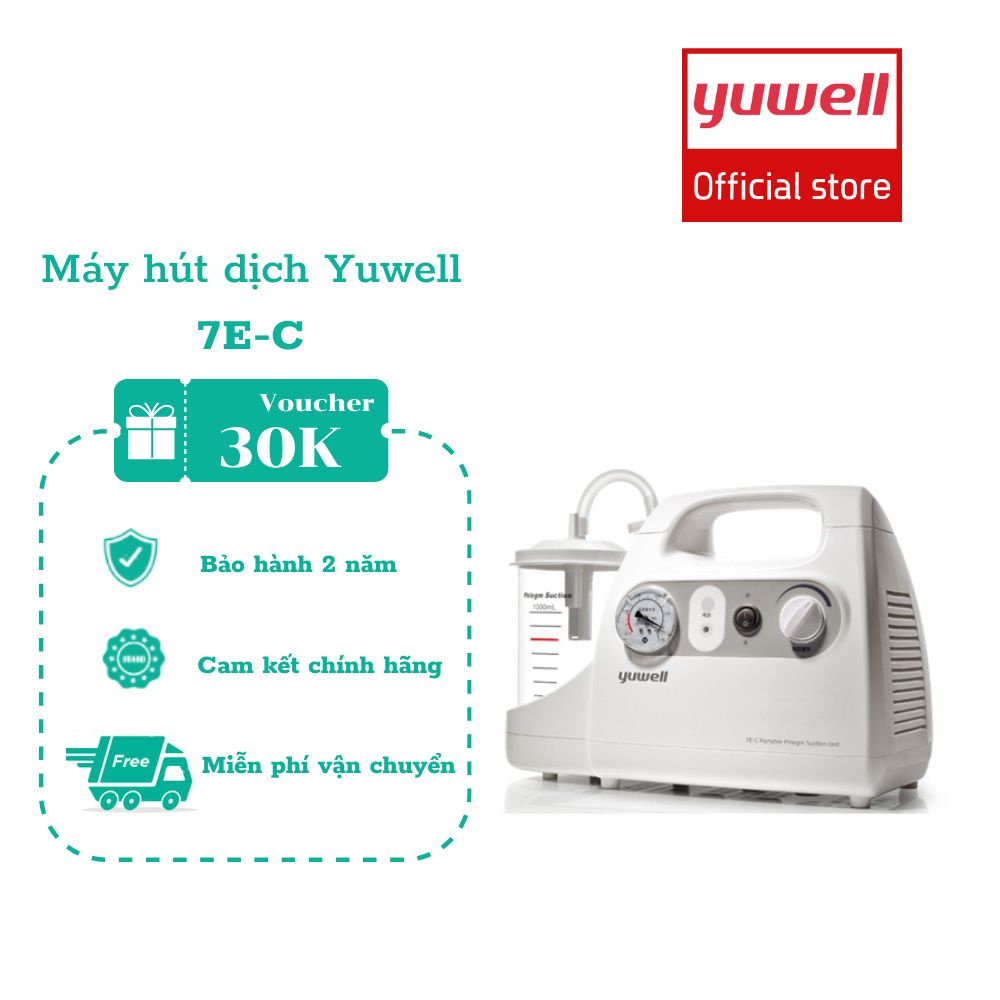 Máy hút mũi cho bé Yuwell 7E-C - Lực hút mạnh an toàn cho bé - Tặng 2 đầu hút mũi - Bảo hành 2 năm