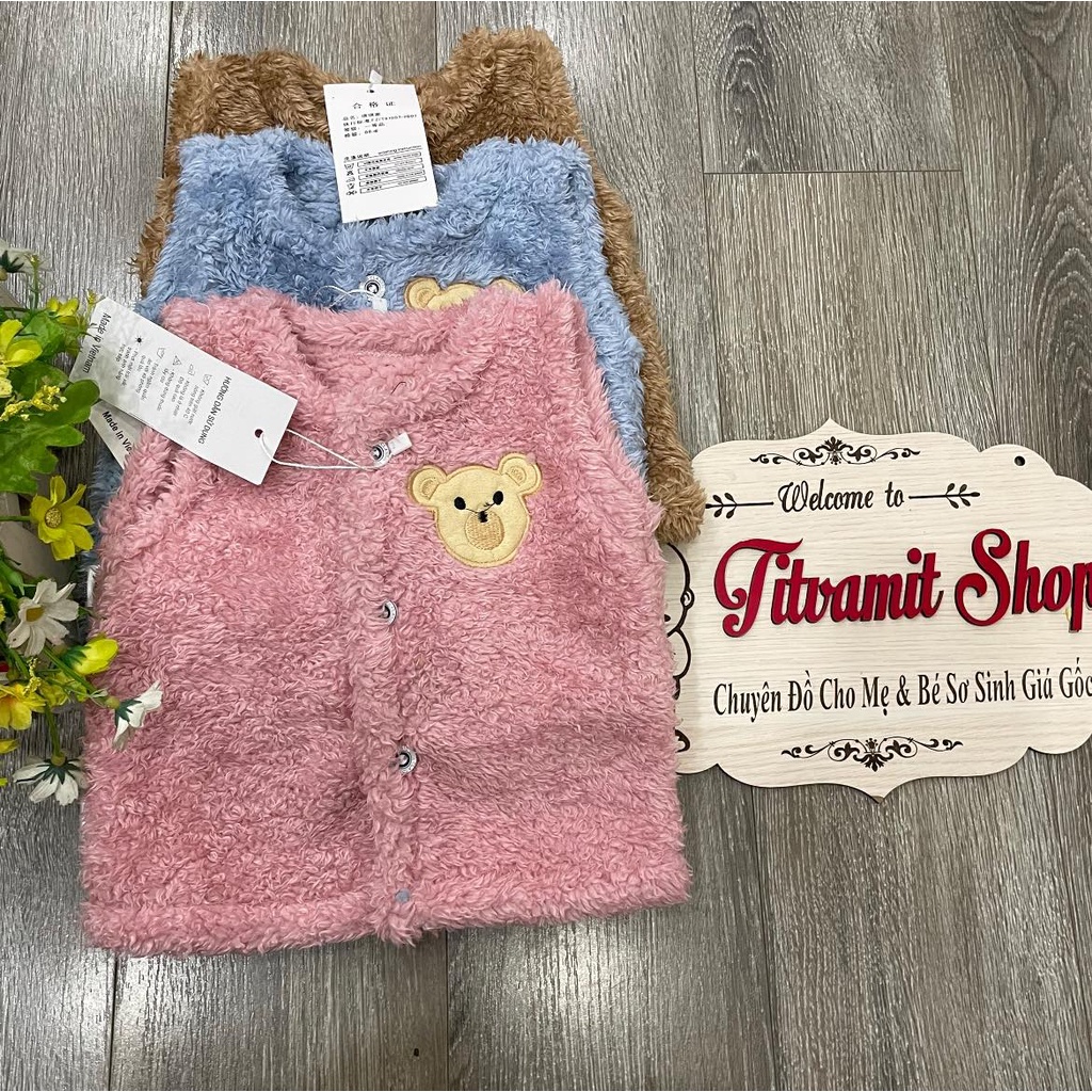 Áo gile hnkids vải lông cừu cho bé trai, bé gái