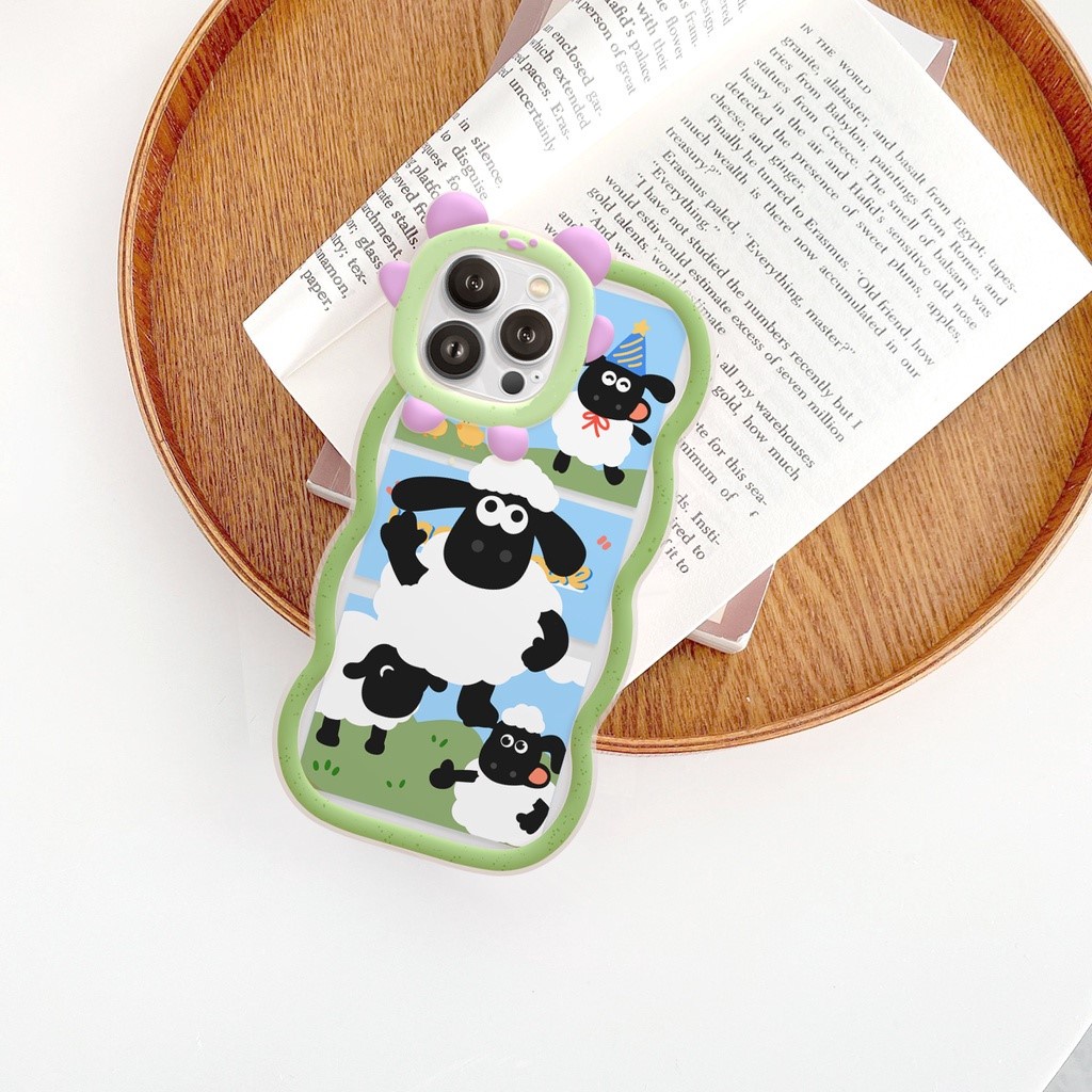 Ốp lưng iphone viền gấu sóng Cừu vui vẻ 6/6plus/6s/6splus/7/7plus/8/8plus/x/xr/xs/11/12/13/pro/max/plus/promax
