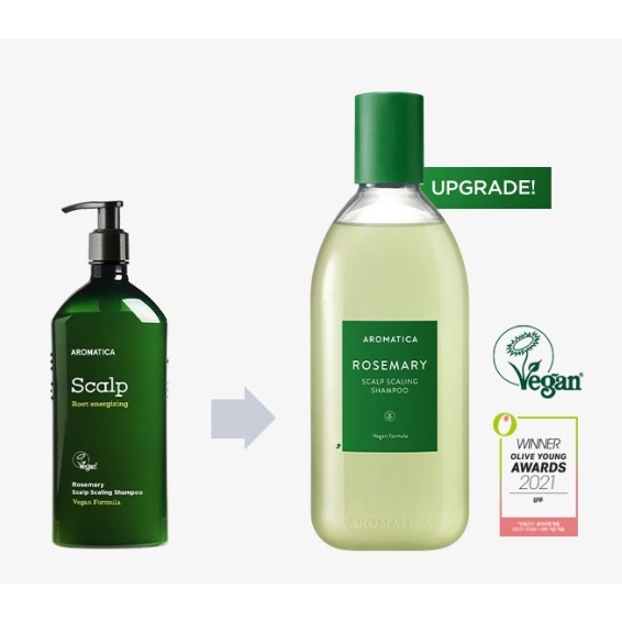 Dầu gội chăm sóc tóc và da đầu Aromatica Rosemary Scalp Scaling Shampoo 180nl, 400ml, 1000ml