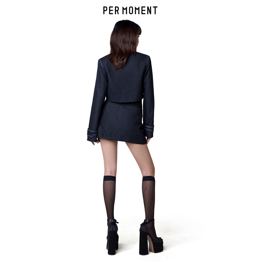 Set jean nữ PER MOMENT - Áo croptop bò cao cấp kèm chân váy
