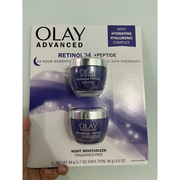 Set 2 Kem dưỡng trắng sáng cấp ẩm Olay Retinol 24  Night Moisturizer 48g