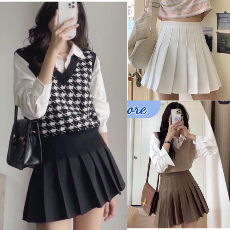 Chân Váy Chữ A Xếp Ly ,Tennes Lưng Cao Phong Cách Hàn Quốc Dành Cho Phái Đẹp