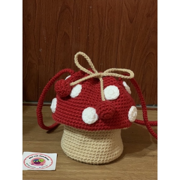 Túi handmade bằng len hình cây nấm độc và lạ ĐỰNG LÌ XÌ TẾT Cho bé
