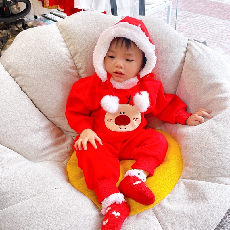Bộ đỏ lót nỉ noel, tết cho bé trai bé gái