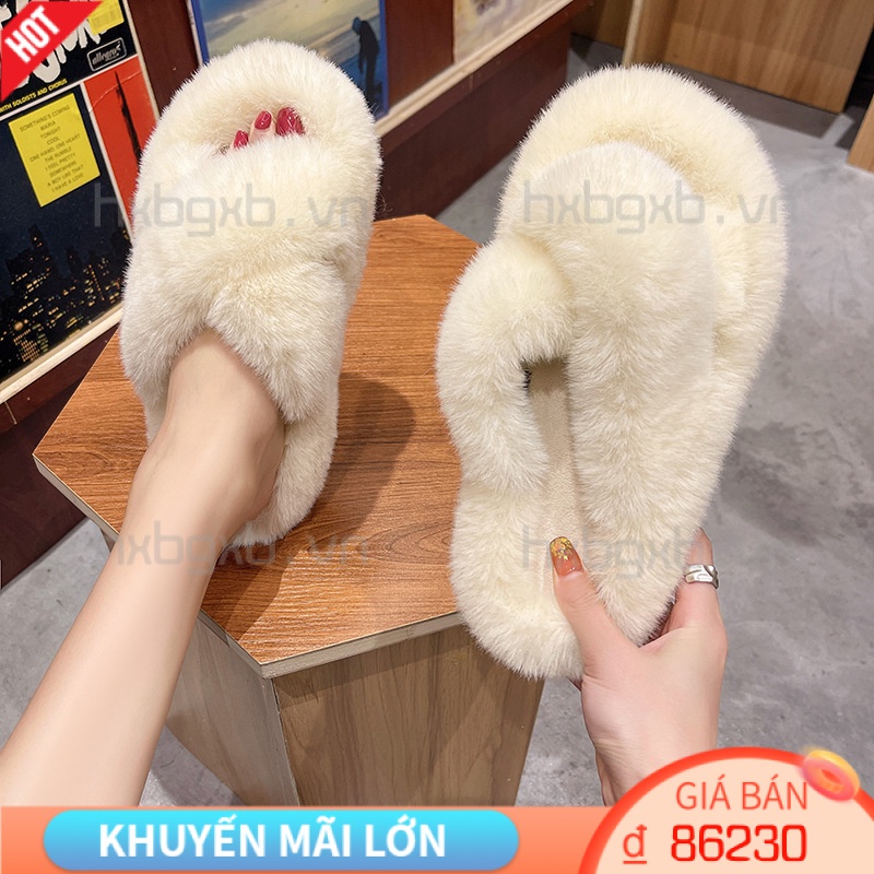 Dép Lông Xù Xinh Xắn Ấm Áp Thời Trang Hàn Quốc Mùa Thu Đông Mới