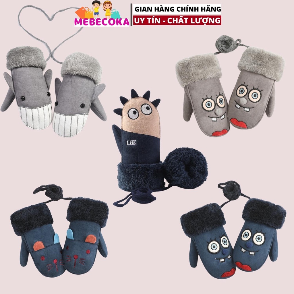 Găng tay lót lông siêu ấm cho bé trai và bé gái HỌA TIẾT SIÊU CUTE loại CAO CẤP