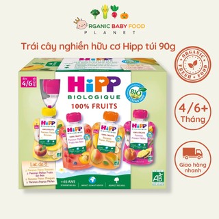 Trái cây nghiền hữu cơ Hipp Sinh tố hoa quả cho bé ăn dặm từ 4/6 tháng túi 90g