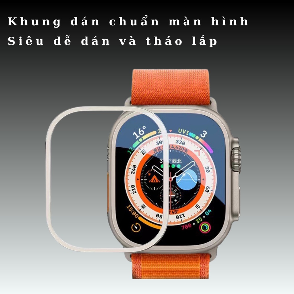 Miếng Dán Cường Lực Màn Hình Viền Nhôm Alu Dành Cho Apple Watch Ultra, Kai.N AluGlass