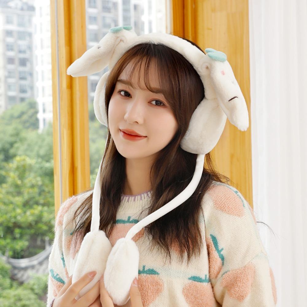 Mũ Trùm Đầu Bảo Vệ Tai Hình Thỏ Nhồi Bông Vui Nhộn Dành Cho Học Sinh / Người Lớn