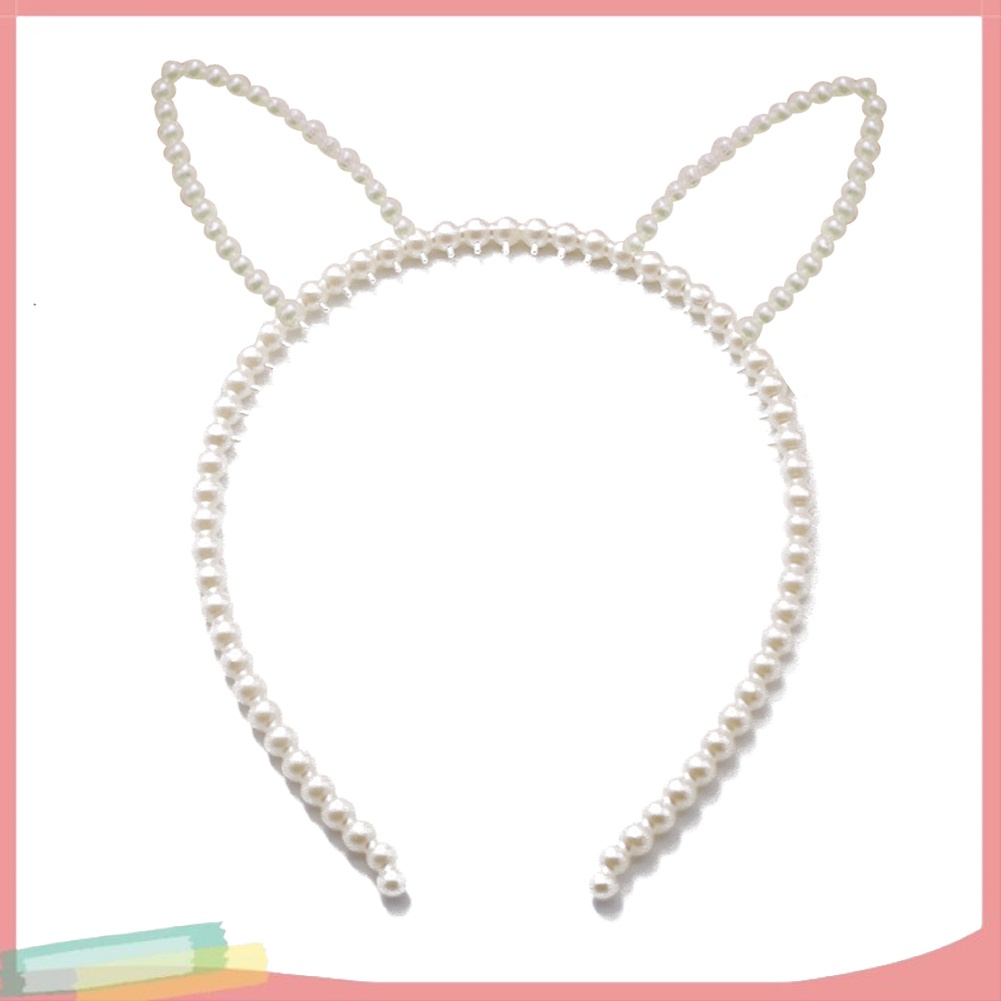 Cài tóc tai thỏ đính hạt giả ngọc trai