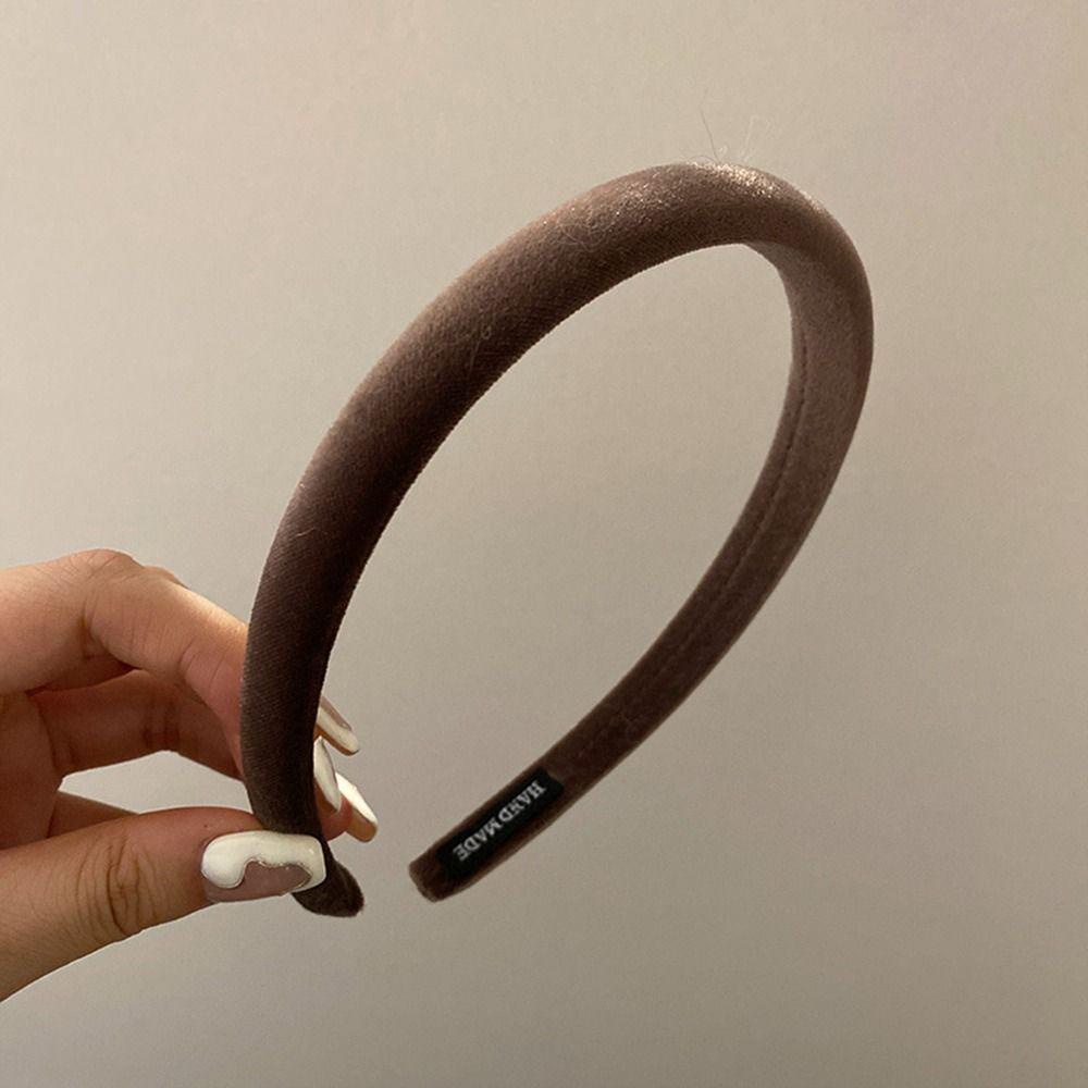 ANEMONE Băng Đô Cài Tóc Bằng Vải Nhung Mỏng Phong Cách Retro Đơn Giản Ngọt Ngào Cho Nữ