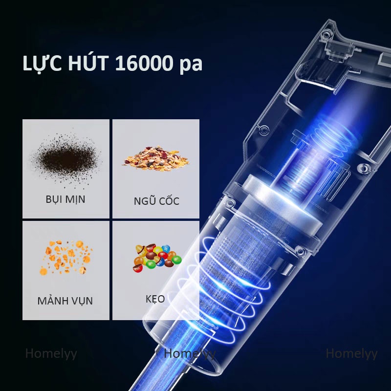 Máy Máy hút bụi không dây cầm tay đa năng LT-106EG - Lực hút 12000Pa - Sạc USB - Công suất120W