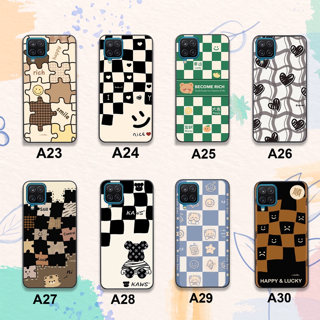 Ốp Samsung M12 / A12 / A22 4G / A22 5G / M32 In Hình Họa Tiết Ca Rô Kẻ trái tim đẹp dễ thương Hot Trend 2023