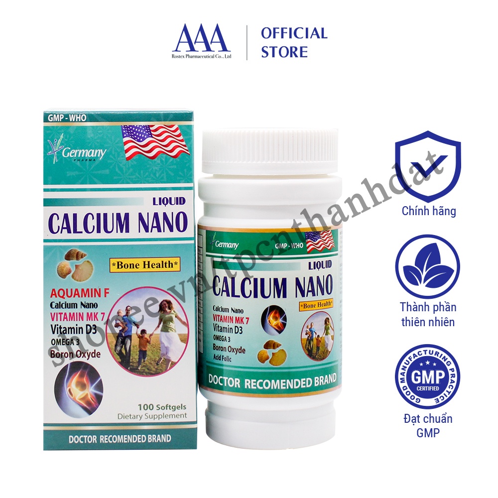 Viên uống Liquid Calcium bổ sung canxi, vitamin D3 K2 MK7 hỗ trợ tăng chiều cao - 100 viên
