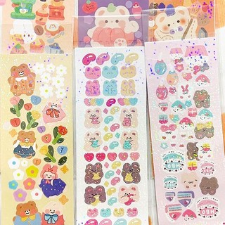 Zanmo tờ nhãn dán sticker gấu thỏ dễ thương trang trí toploader