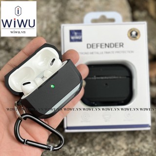 Ốp chống sốc viền nhôm WIWU DEFENDER CASE cho tai nghe Airpod Pro / Pro 2 . Tặng kèm móc treo chính hãng