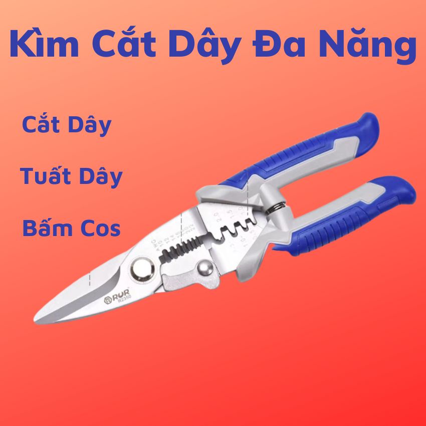Kìm cắt dây điện đa năng-kéo cắt dây điện đa năng tích hợp 3 trong 1-cắt dây-tuốt dây -bấm cos