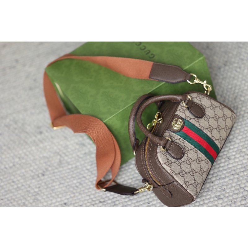 Túi trống quai Gucci kèm dây đeo chéo 2 size fullbox chất da thật