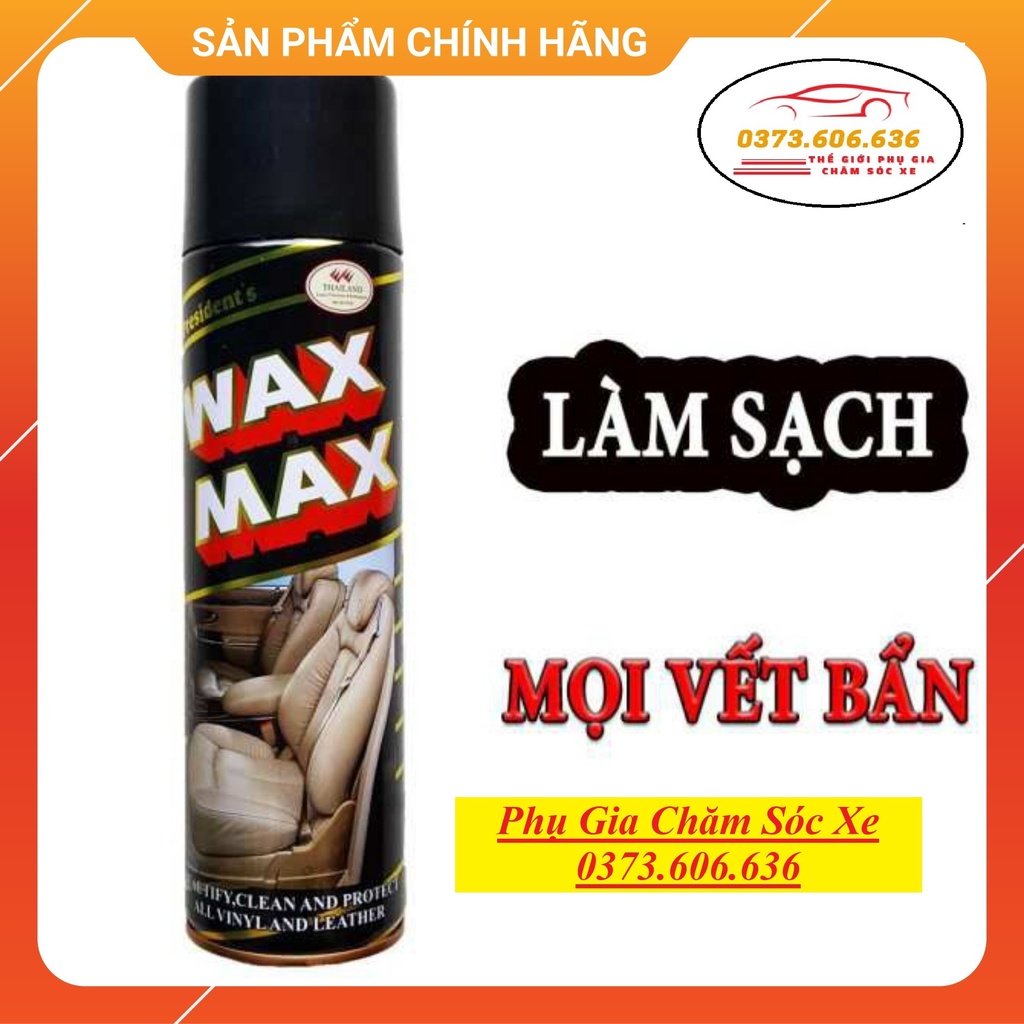 Chai Xịt Đánh Bóng Nội Thất Ghế Da Túi Sách - Đánh Bóng Ô Tô Xe Máy - Bình Xịt Đánh Bóng Và Làm Sạch Wax Max
