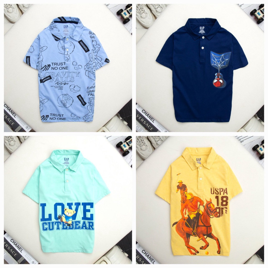 Áo Thun Tay Ngắn Có Cổ Hàng Xuất Hãng G.A.P Bé Trai