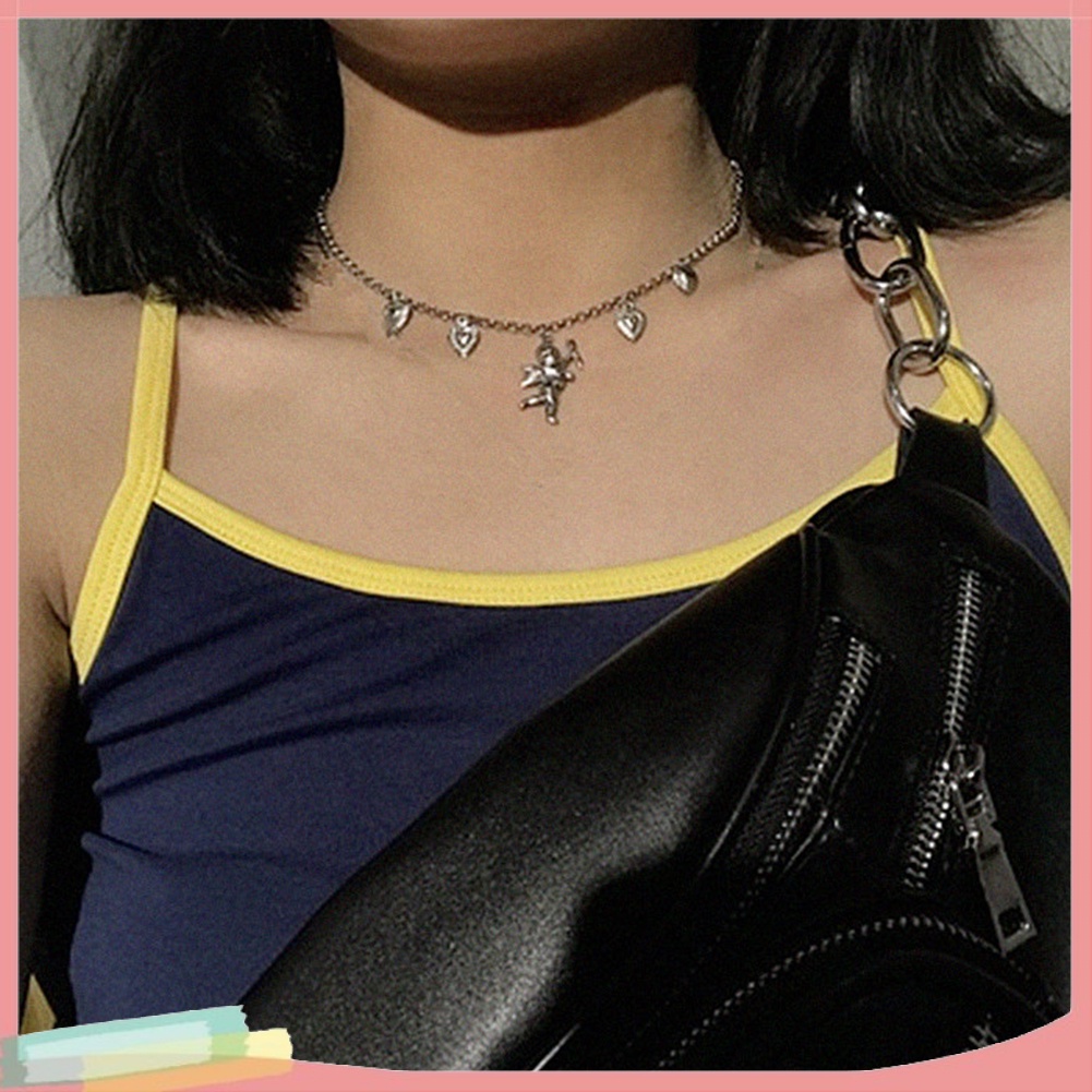 Dây Chuyền Hợp Kim Trang Trí Mặt Hình Trái Tim Và Chuông Xinh Xắn Cho Nữ