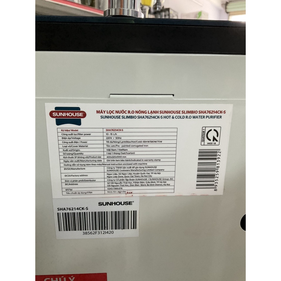 Máy lọc nước RO nóng nguội lạnh Sunhouse SHA76214CK-S 9 lõi - Hàng trưng bày