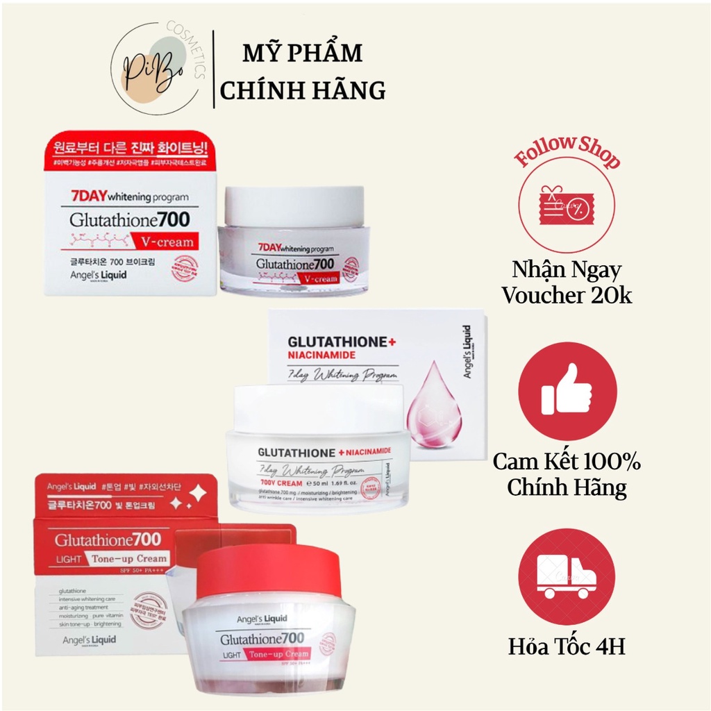 Kem dưỡng trắng da 7DAY GLUTATHIONE 700 VCREAM ANGEL'S LIQUID 50ml (MẪU MỚI)