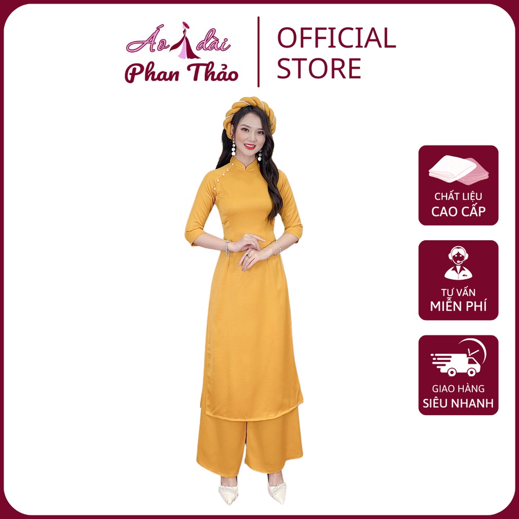 Áo Dài Cách Tân Lụa tây thiCao Cấp - Áo Dài Truyền Thống Đơn Sắc 1 Màu  - Shop PT