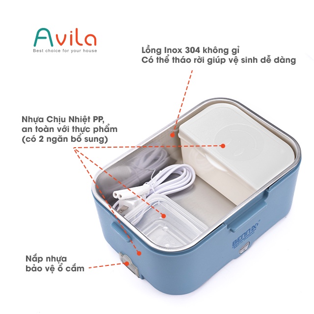 Hộp cơm văn phòng cắm điện Bennix BN-88i, hộp cơm giữ nhiệt, hâm nóng nhanh - Hàng chính hãng