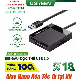 Đầu đọc thẻ sd/tf/cf/ms usb 3.0 0.5m ugreen 30333 cao cấp - chính hãng