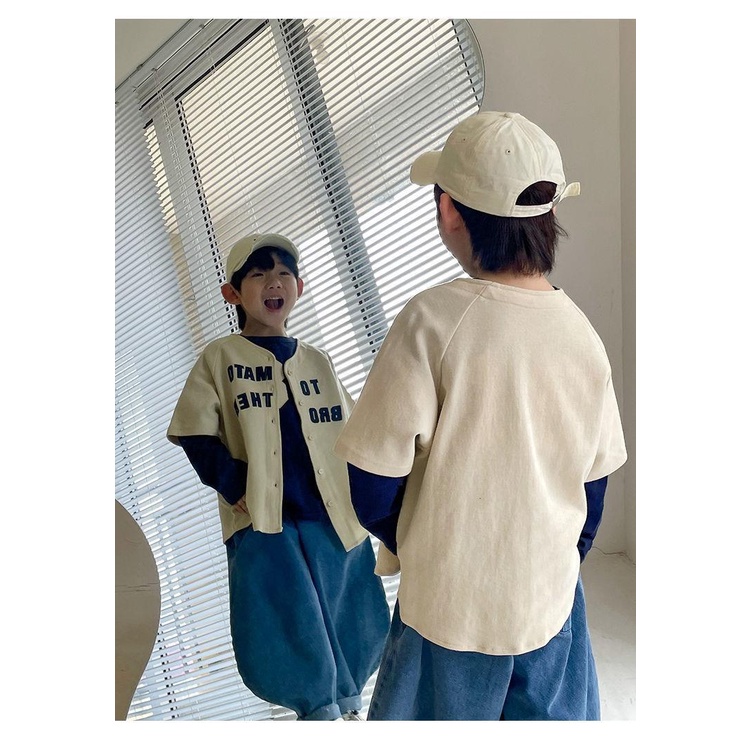 CATIMINI Áo Thun Bóng Chày Không Tay Bằng Cotton Thời Trang Hàn Quốc Cho Trẻ Em Trai