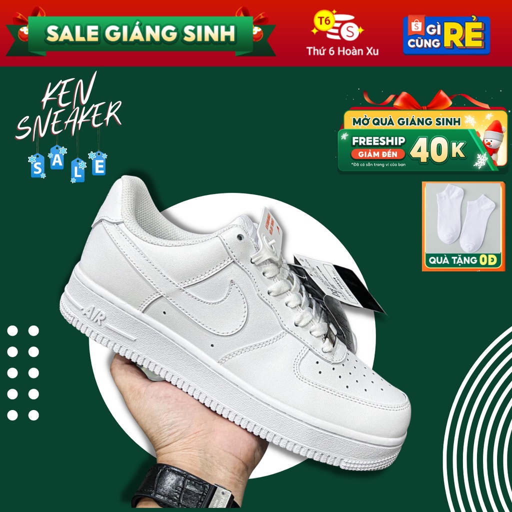 Giày Nike_Air Force 1 trắng ,Giày AF1 All White hàng đẹp Da Xịn Đế Air dành cho nam nữ phối đồ đẹp full box