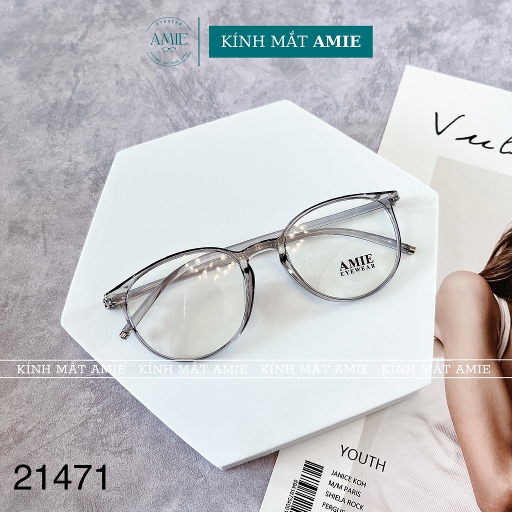 Gọng kính cận nhựa dẻo AMIE Eyewear kính mắt tròn nữ thiết kế thanh mảnh trẻ trung năng động 21471