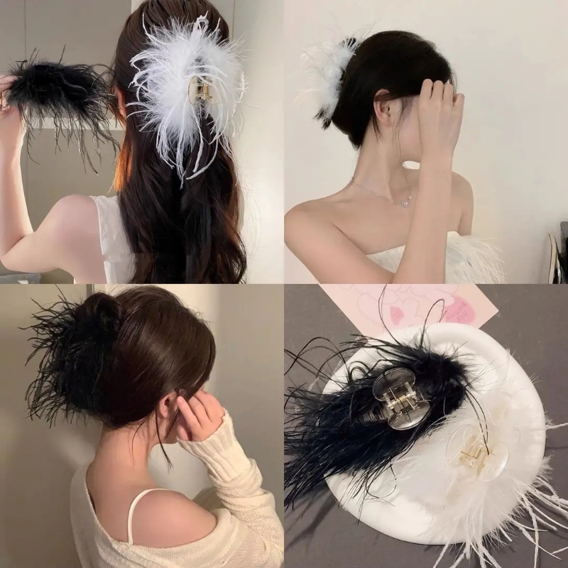 Kẹp Tóc Hình Cá Mập Đính Lông Vũ Thời Trang Cho Nữ