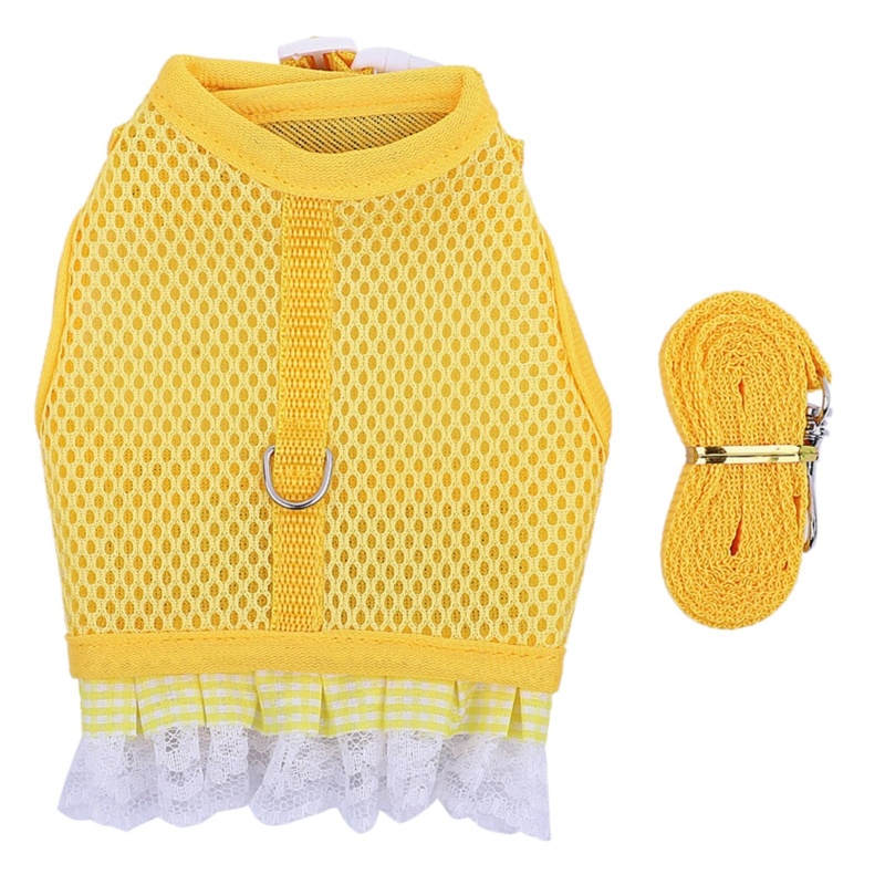 Áo Dây Dắt Thú Cưng Đi Dạo Thiết Kế Nhỏ Nhắn Phối Ren Xinh Xắn
