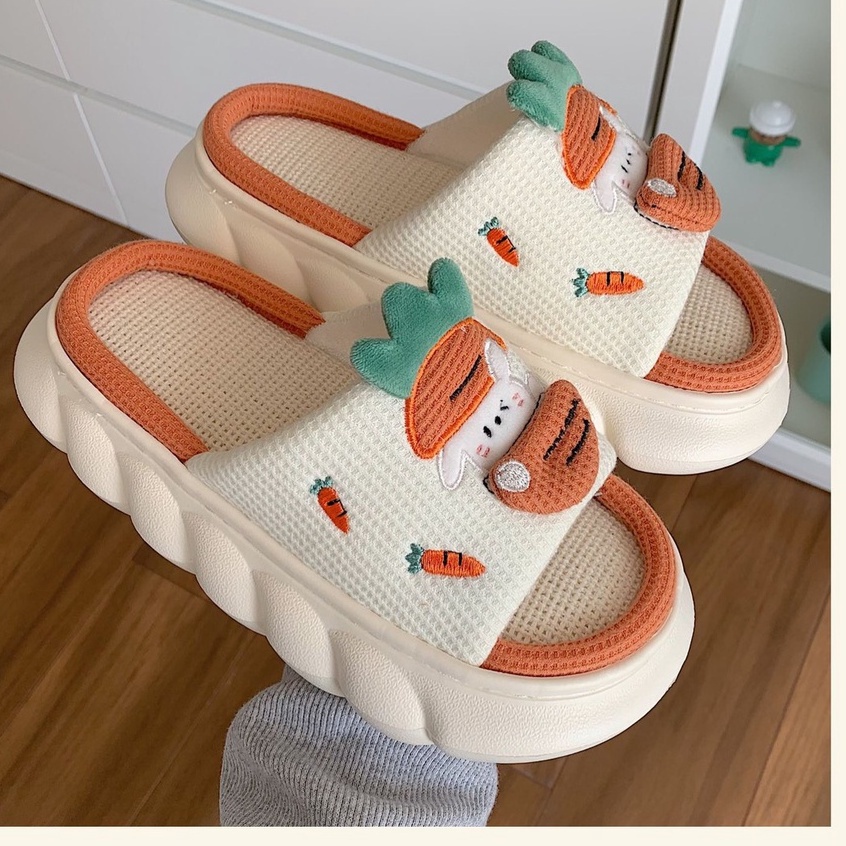 Dép bông - dép thỏ cà rốt đi trong nhà siêu mềm siêu êm  siêu ấm