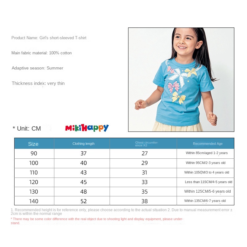 Áo Thun Cotton Tay Ngắn In Họa Tiết Hoạt Hình Phong Cách Nhật Bản Cho Bé Gái 80-140 - 1225