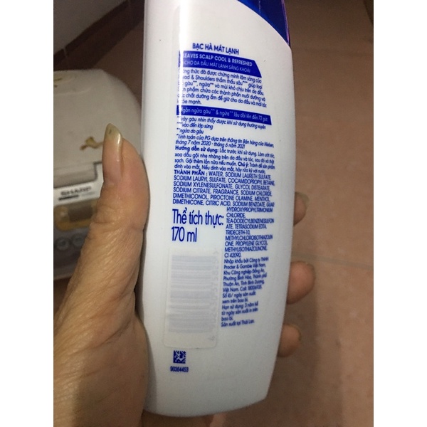 Combo 5 chai dầu gội head&shoulders cool menthol bạc hà mát lạnh 170 ml.